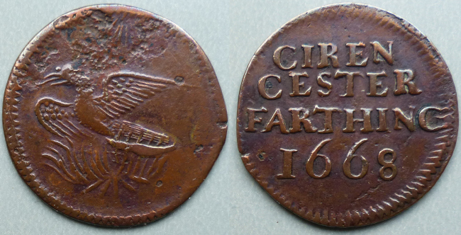 Cirencester, borough issue 1668 farthing N1616